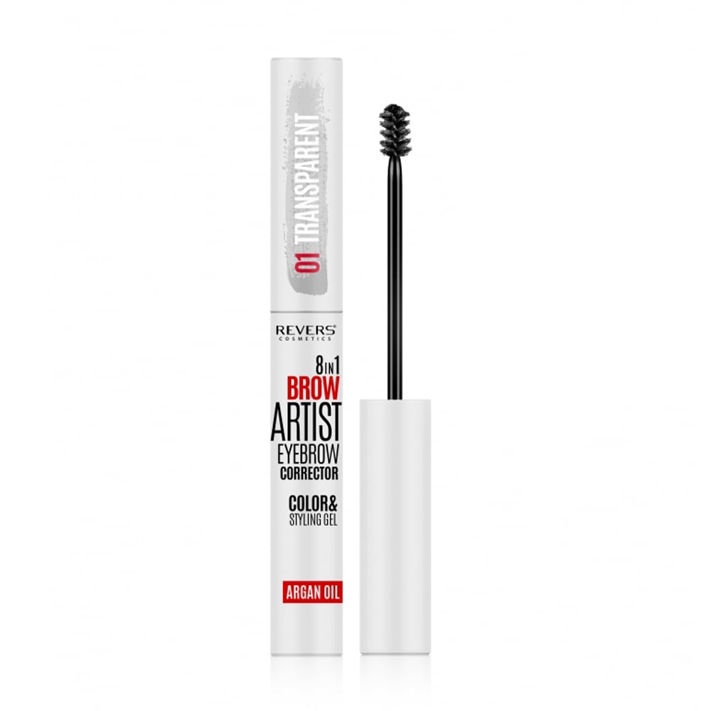 Гель-коректор для брів Revers Cosmetics 8in1 Brow Artist Eyebrow Corrector, 01 Transparent, 10 мл